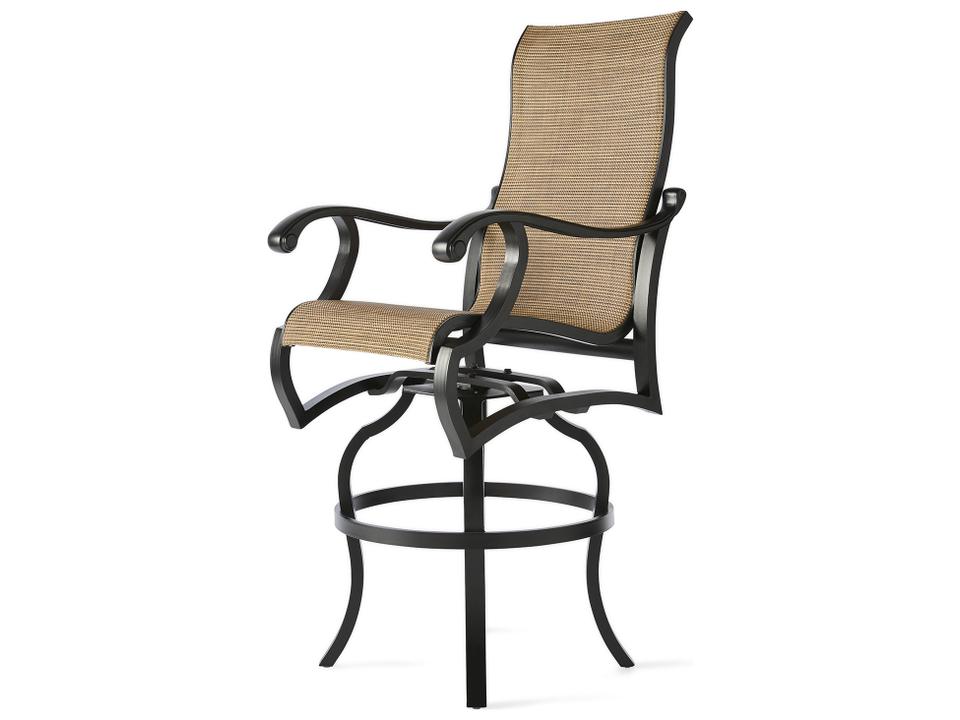 Volare Sling Swivel Bar Stool with Cast Aluminum Frame