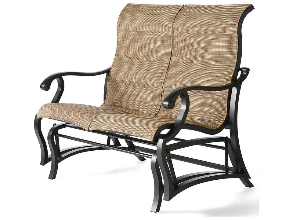 Volare Padded Sling Cast Aluminum Loveseat Glider