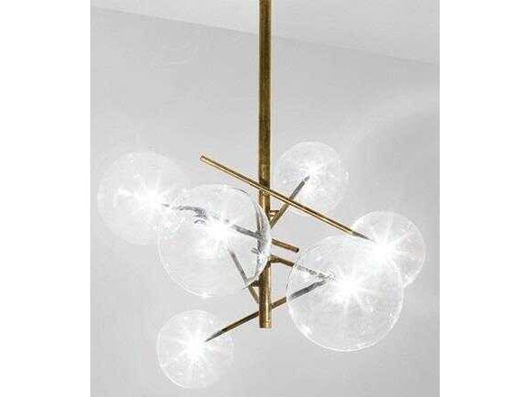 Free Clear Glass Gold Geometric Chandelier