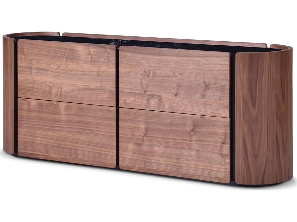 Burrow 4-Drawer Double Dresser in White Oak with Black Sinterstone Top