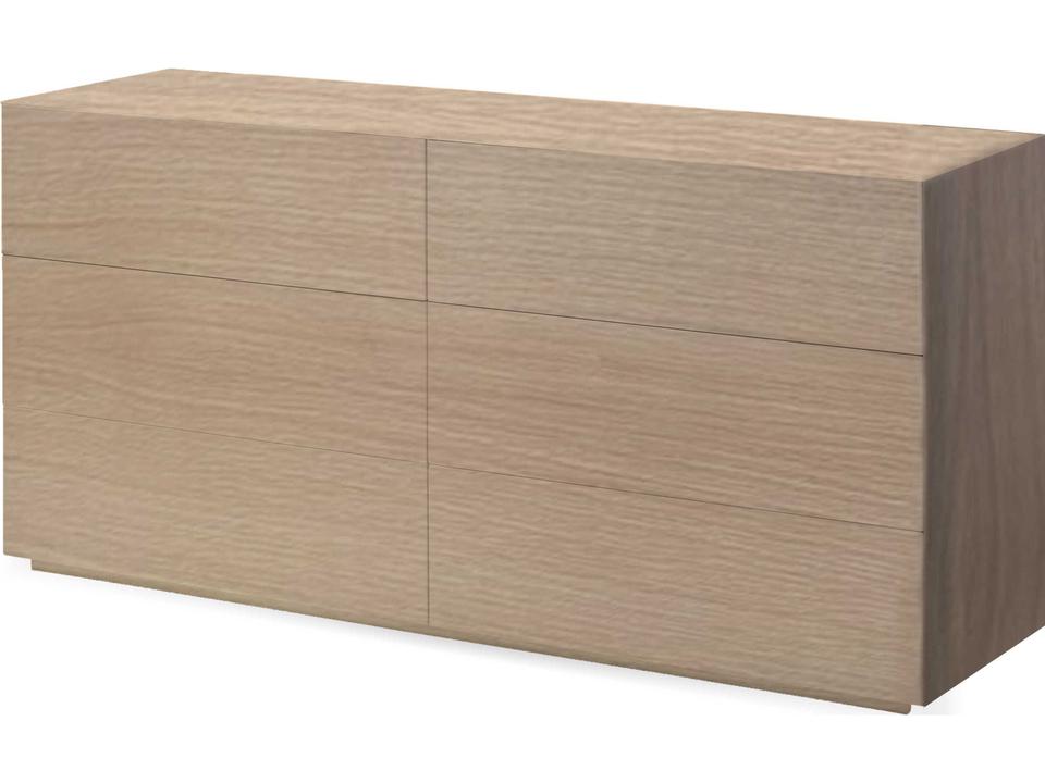 Vex 6-Drawer White Oak Double Dresser with Soft-Close Drawers