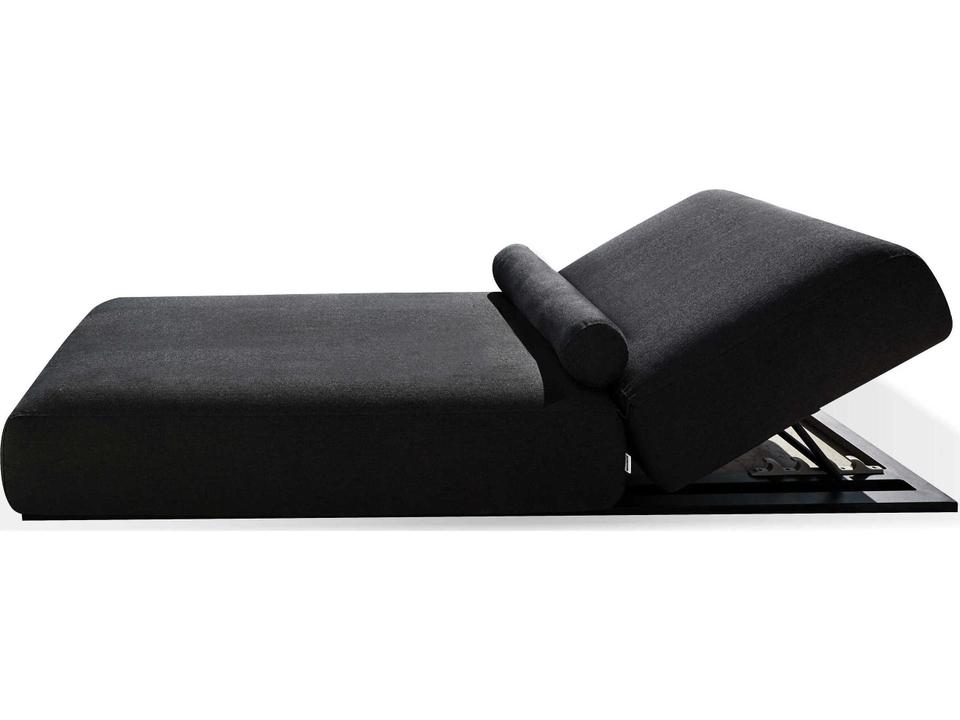 Bondi Outdoor Chaise Lounge in Charcoal Sunbrella Fabric with Black Frame