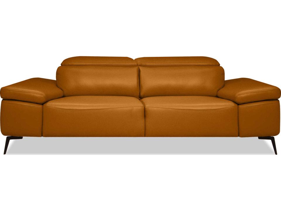Camello 3-Seat Semi-Aniline Leather Sofa in Camel Brown with Adjustable Headrests
