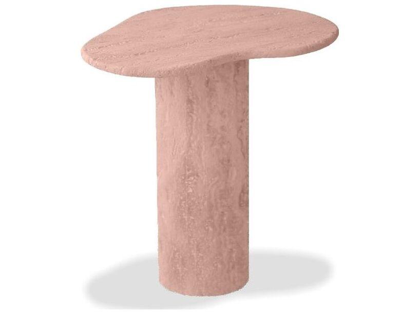 Puddle Tall End Table in Rosso Travertine Marble