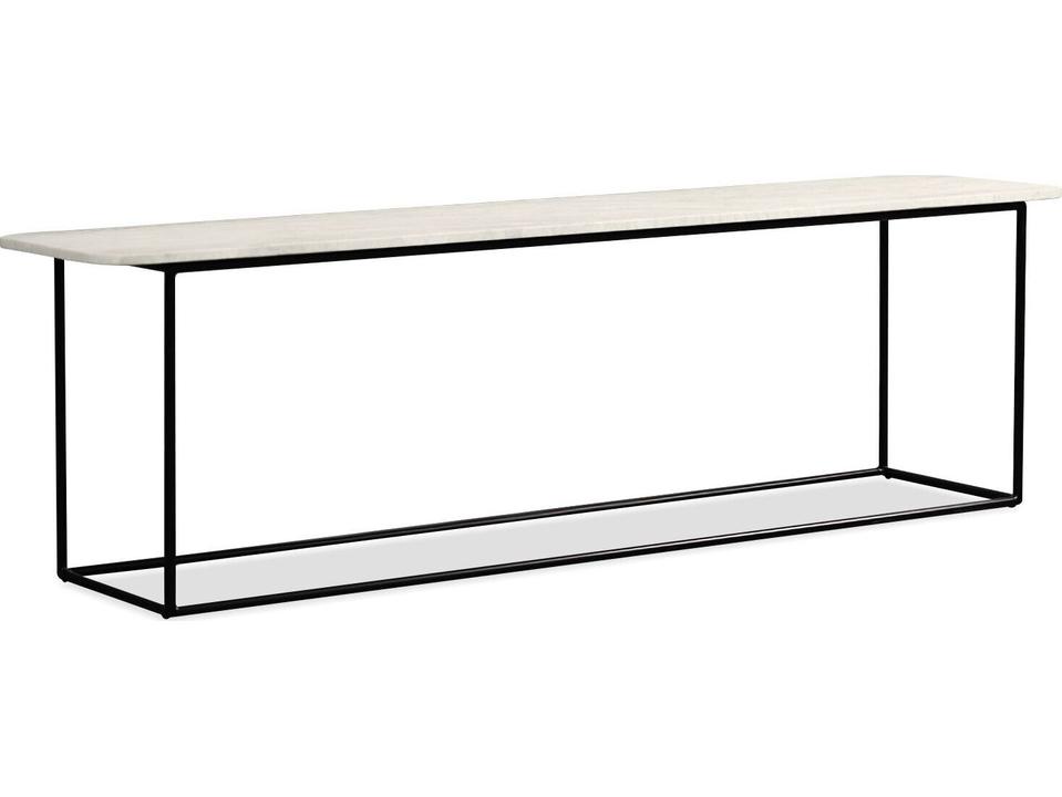 Lola Rectangular Stone Console Table with Black Legs