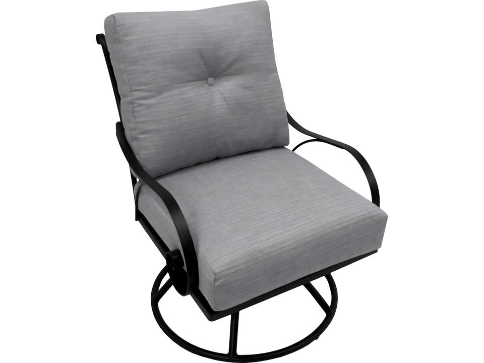 Monticello Deep Seating Wrought Iron Swivel Rocker Lounge Chair