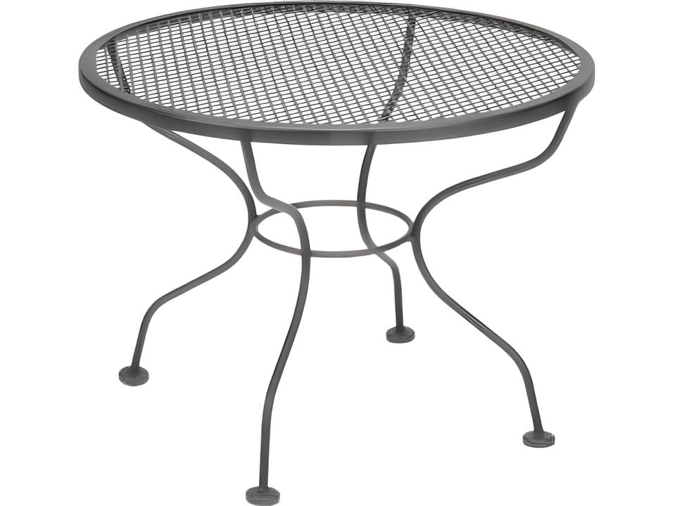 Micro Mesh Wrought Iron 24-Inch Round Coffee Table in Charcoal