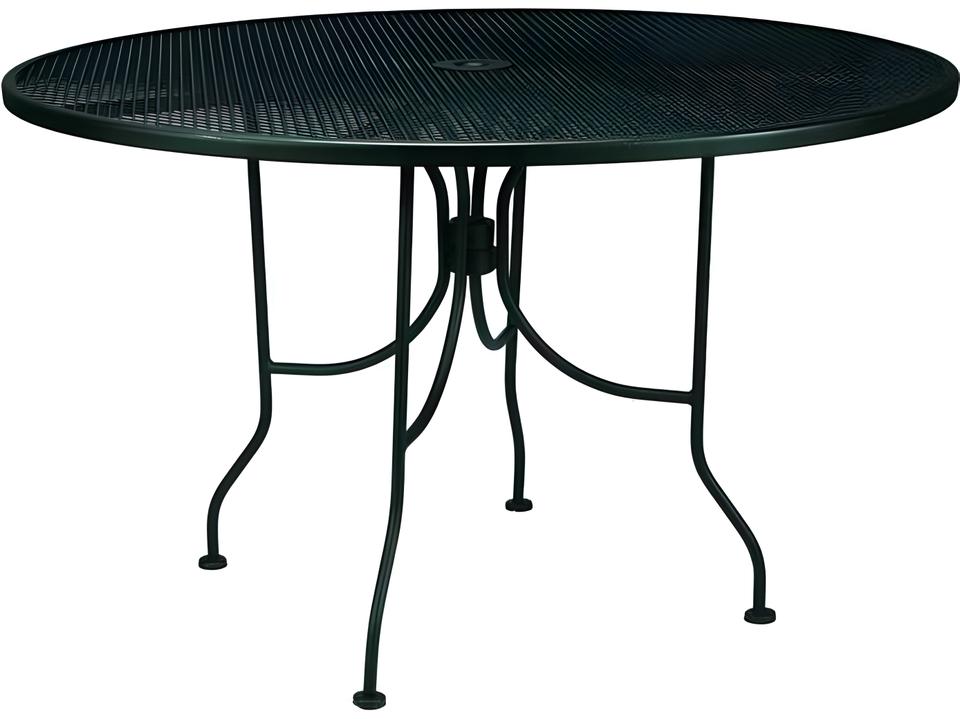Mesh Wrought Iron 36-Inch Round Dining Table with Umbrella Hole