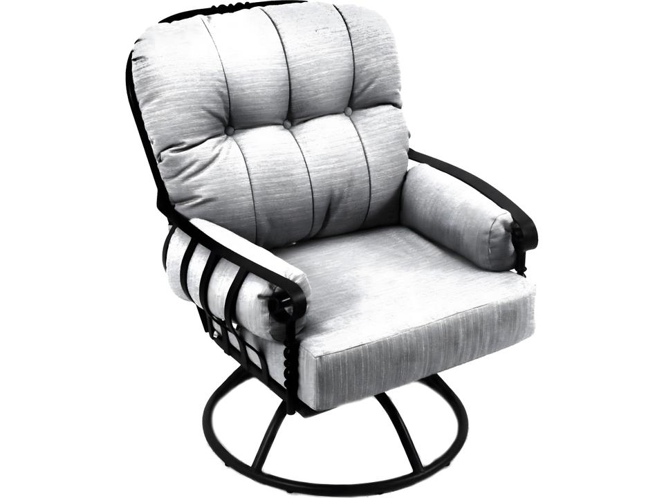 Athens Wrought Iron Outdoor Swivel Rocker Lounge Chair Charcoal Finish