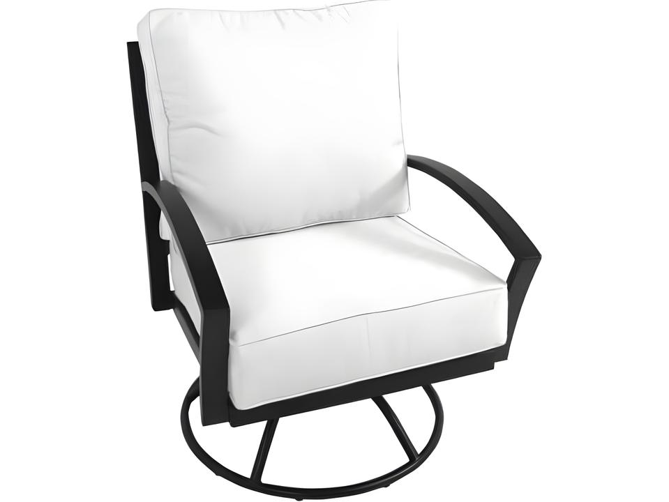 Maddux Wrought Iron Swivel Rocker Outdoor Lounge Chair with Cushion