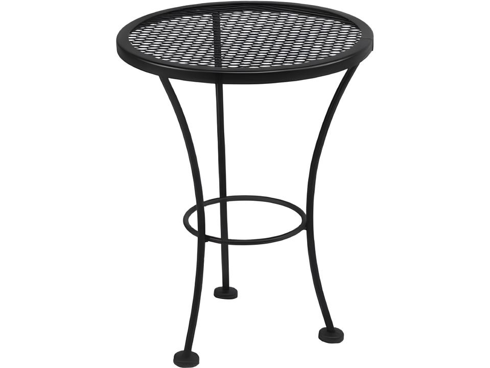 Accessory Tables Round Mesh Top Drum End Table in Wrought Iron