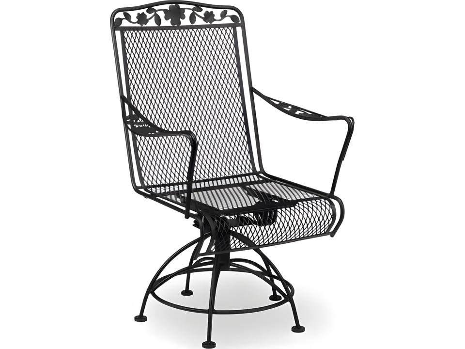 Dogwood Wrought Iron Swivel Rocker Outdoor Dining Arm Chair