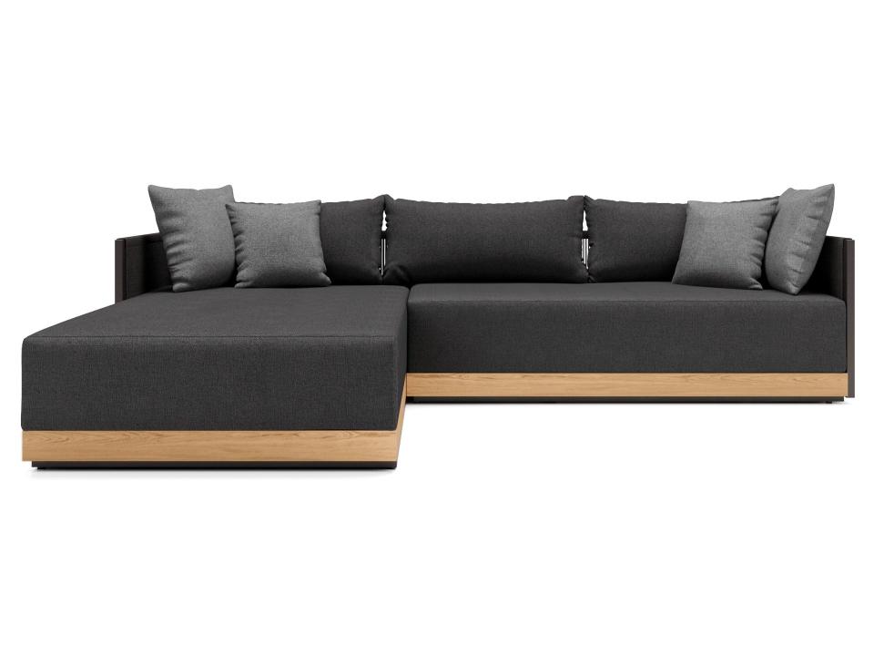 Haukland Right Facing Sectional Sofa with Teak and Aluminum