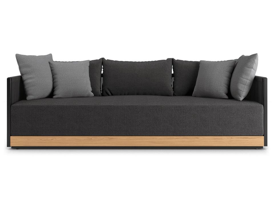 Haukland Steel Rope Cushion Sofa with Teak Accent in Black