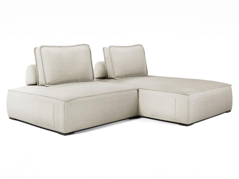 Bahia Right Facing 2-Piece Modular Sofa in Textured Greige