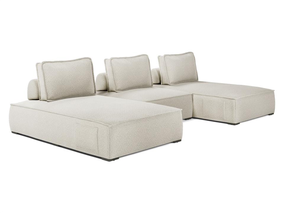 Bahia 3-Pieces Modular Sofa with Textured Greige Fabric