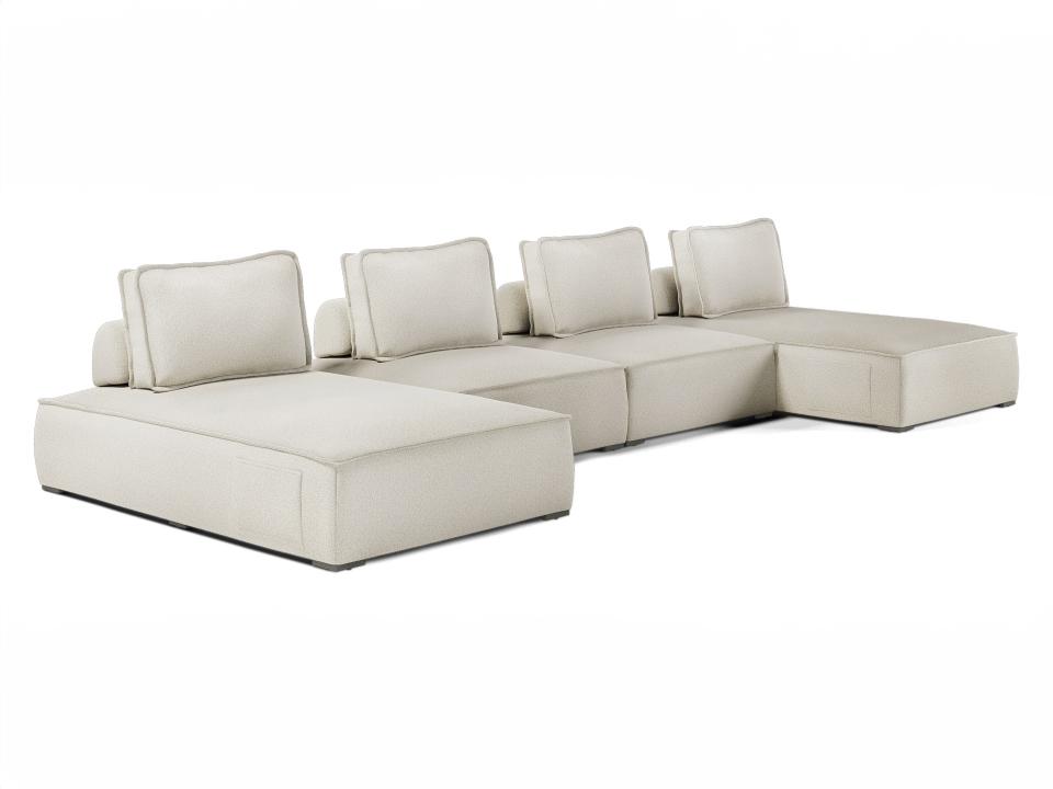 Bahia 4-Piece Modular Aluminum Outdoor Sofa with Textured Greige Fabric