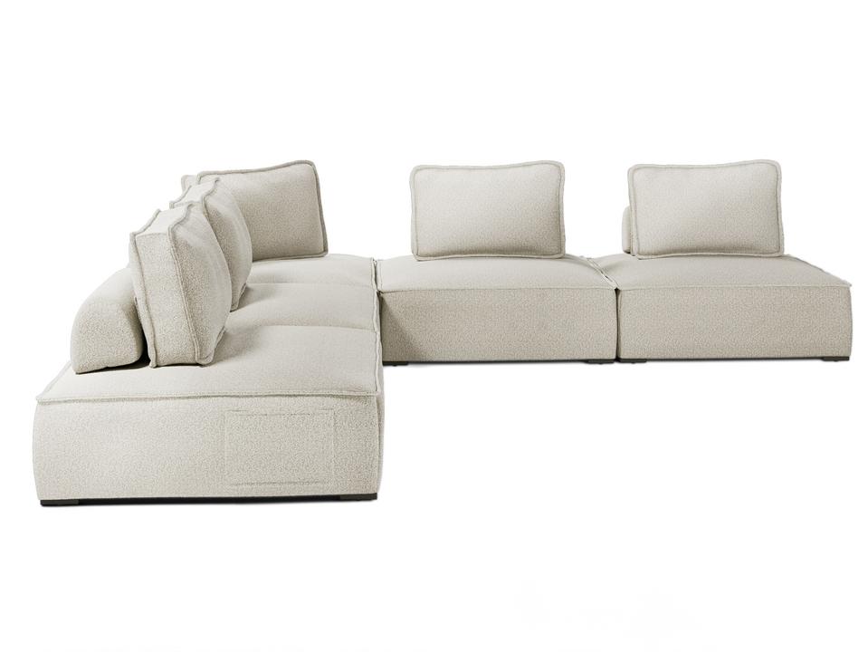 Bahia Left Facing Aluminum 5-Piece Modular Sofa with Textured Greige Fabric