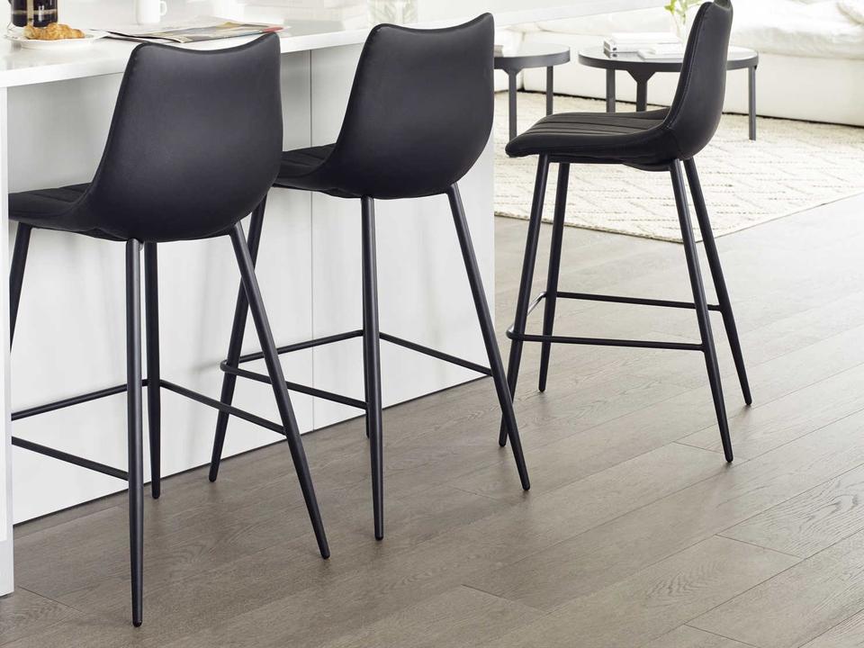 Alibi Black Faux Leather Counter Set