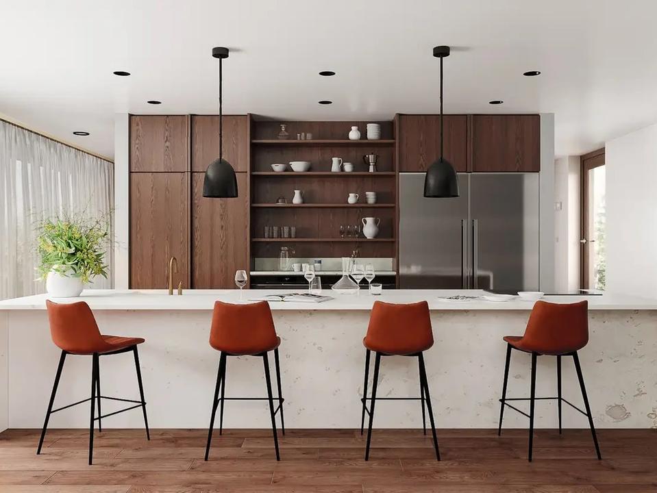 Alibi Brown Faux Leather Counter Set