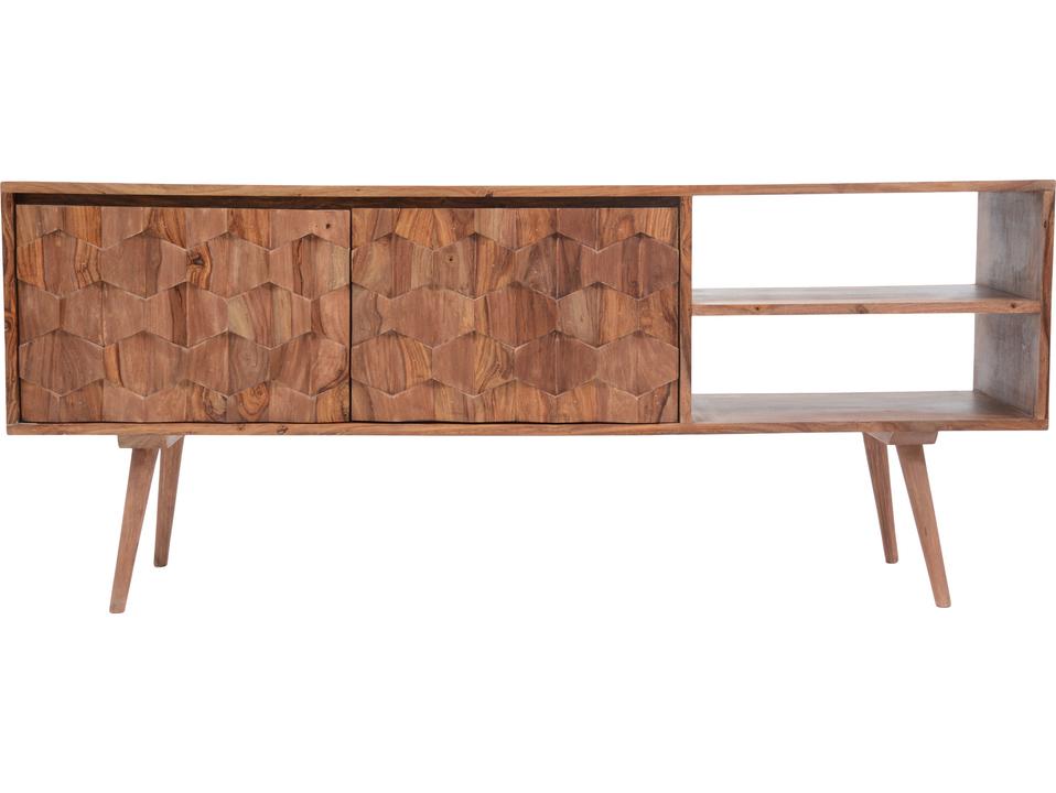 O2 57-Inch Natural Sheesham Wood Media Console