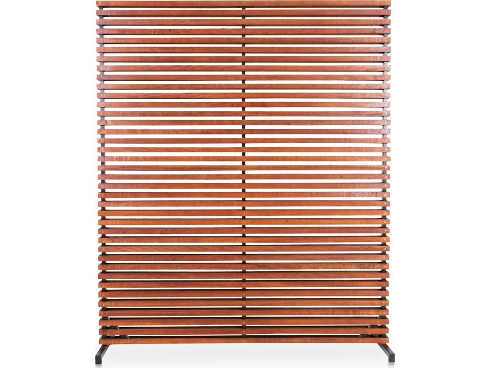Dallin 1 Panel Room Divider in Brown Hardwood and Aluminum