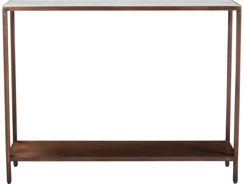 Bottego Rectangular Marble Antique Copper Console Table