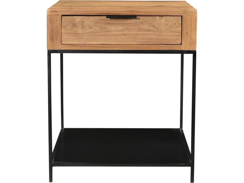 Joliet Square Wood Natural End Table with Drawer