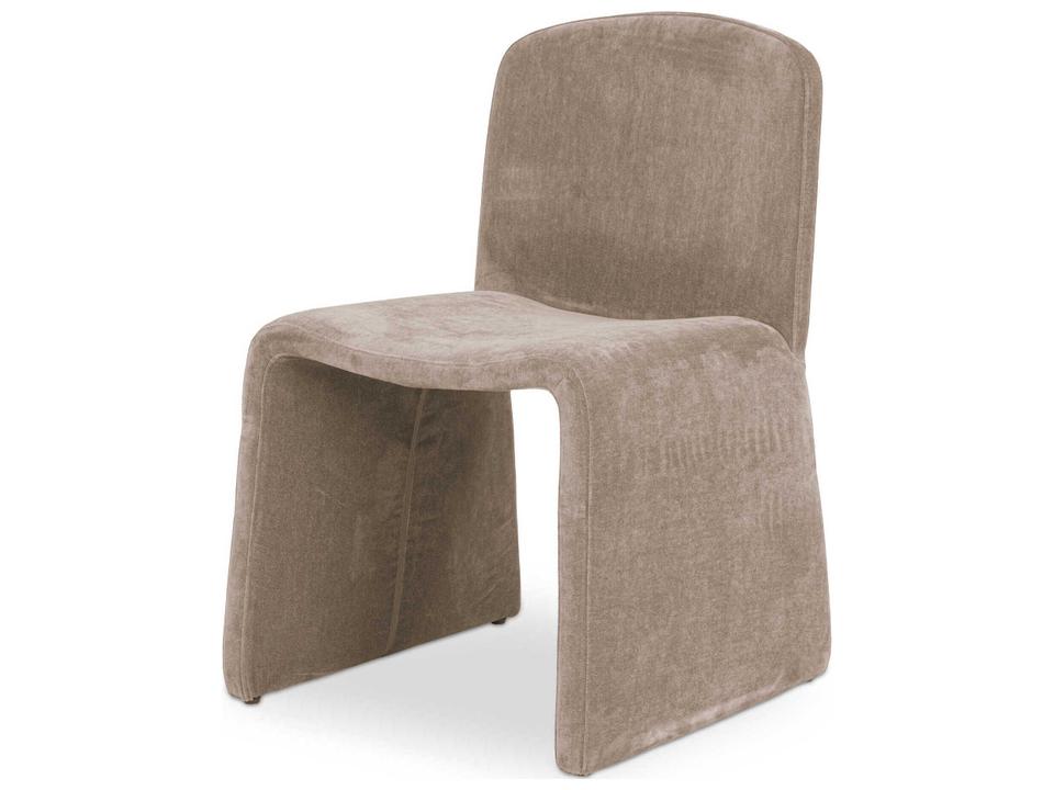 Ella Armless Dining Side Chair in Camel Brown Polyester