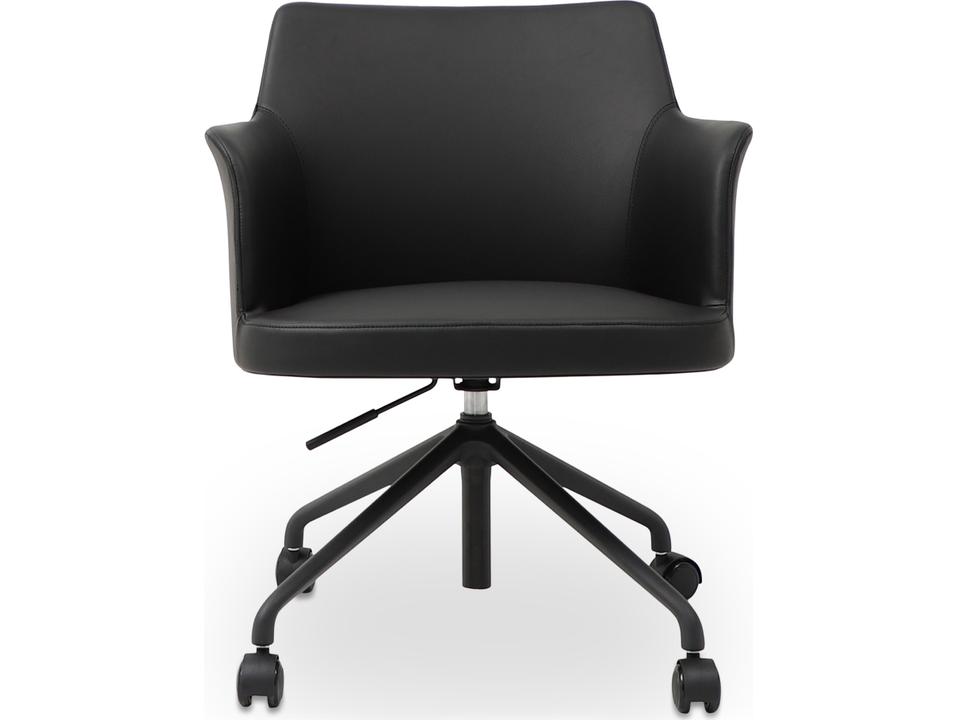 Morris Black Office Chair with Vegan Leather Upholstery