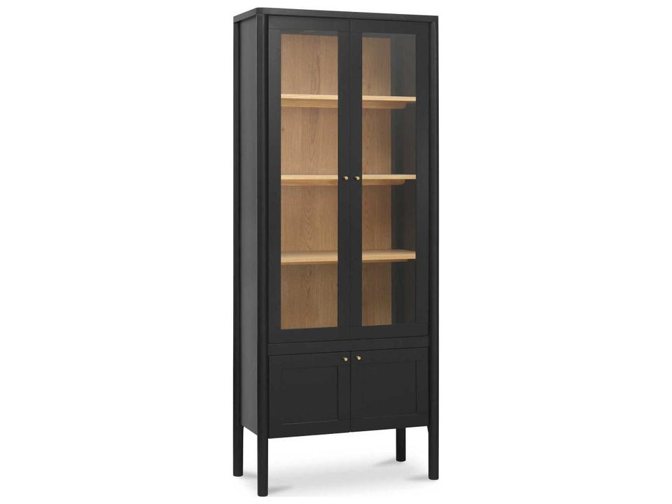 Hannah Tall Cabinet in Black with Tempered Glass Doors