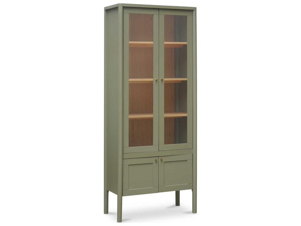 Hannah Oak Wood Green Display Cabinet