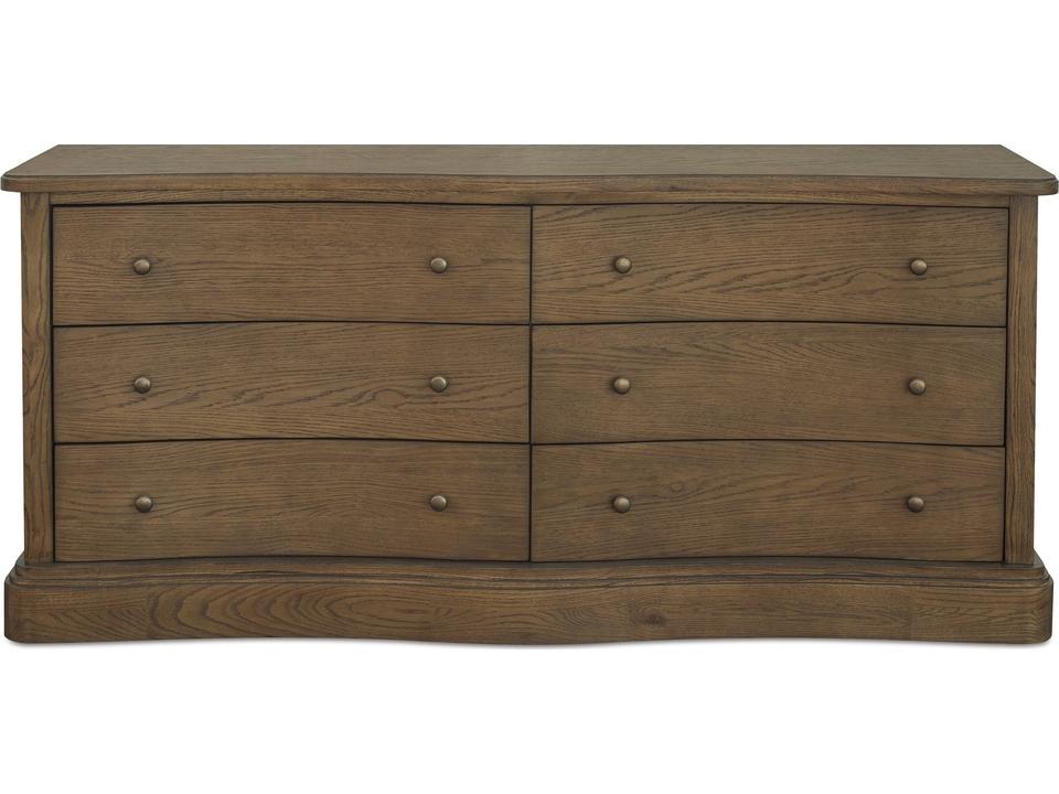 Clarence 6-Drawers Oak Wood Double Dresser