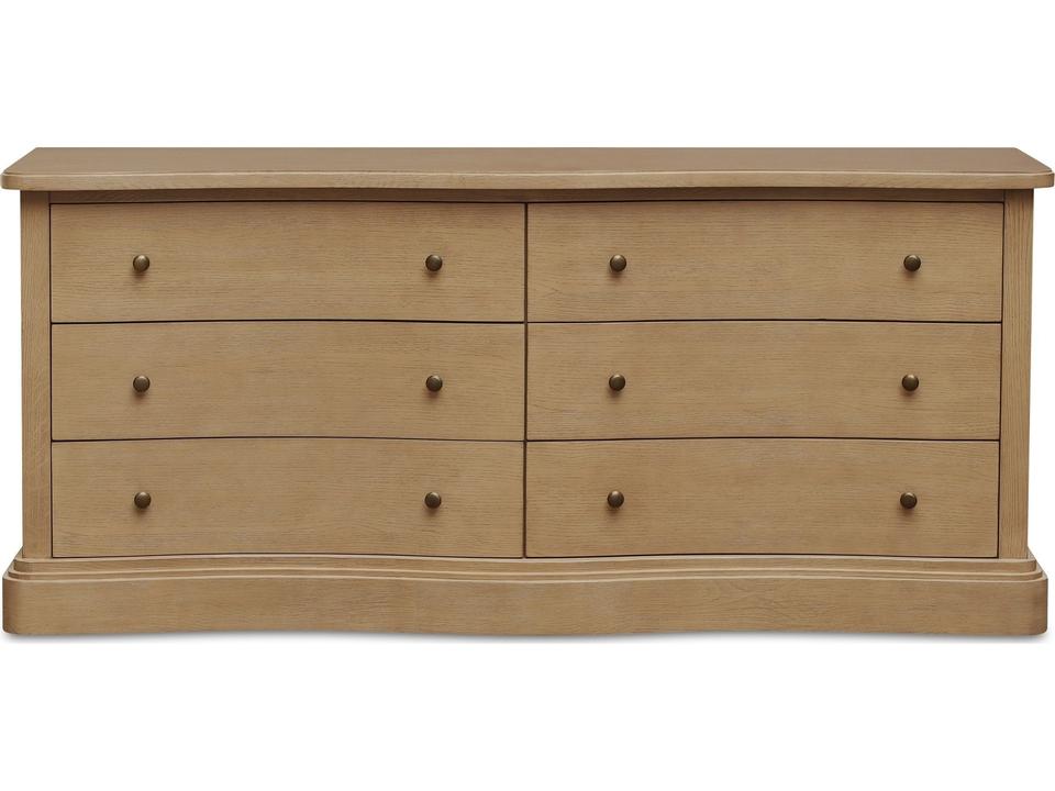 Clarence 6-Drawers Oak Wood Double Dresser