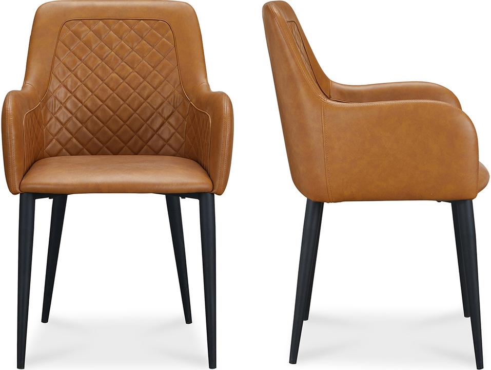 Leather Black Upholstered Arm Dining Chair - Set of Two