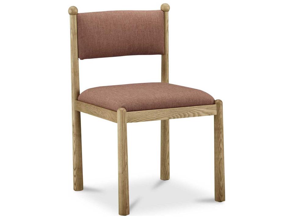 Villetta Ash Wood Pink Upholstered Armless Dining Side Chair Set of 2