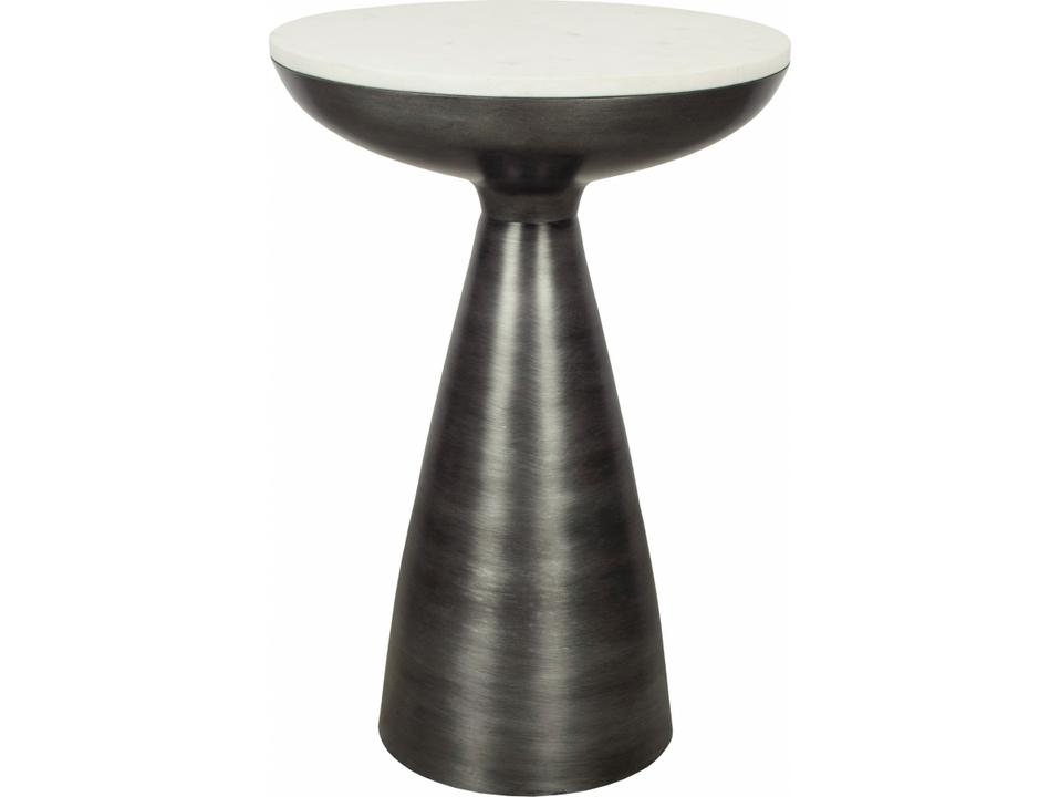 Font Round White Marble Side Table with Aluminum Base