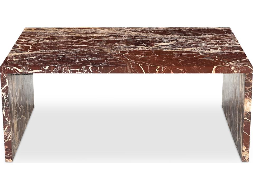 Rosa Rectangle Coffee Table in Rosso Levanto Marble