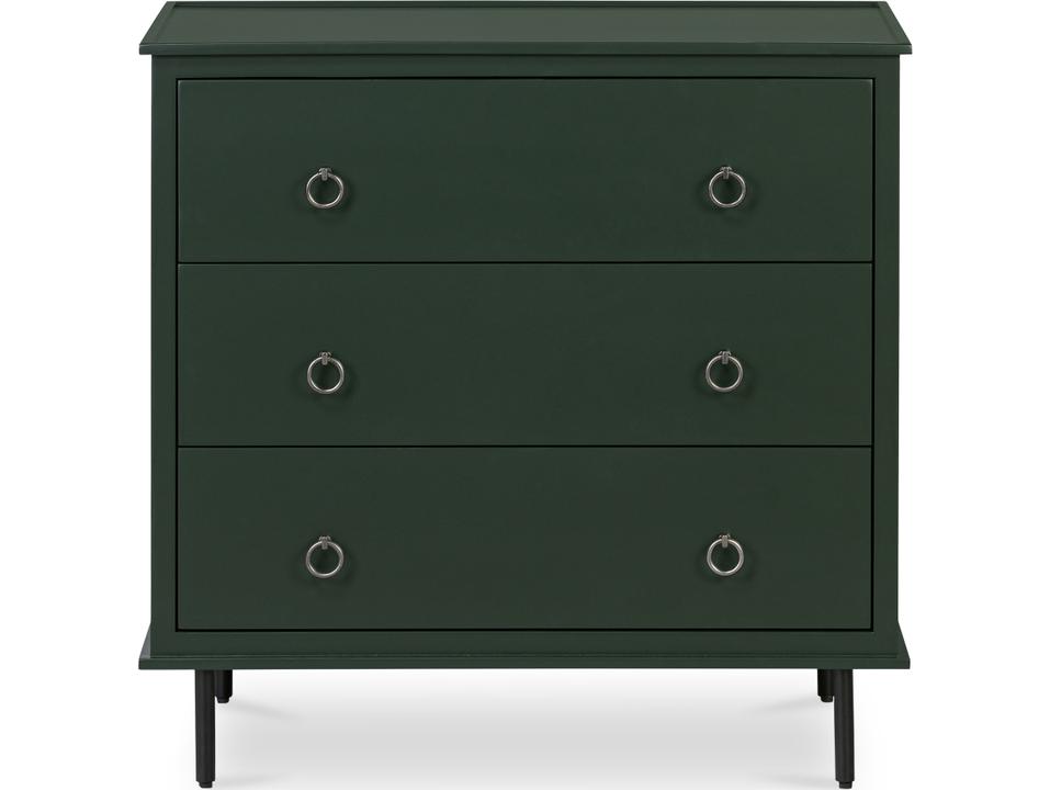 Reagan 3 Drawer Nightstand in Deep Green with Iron Legs