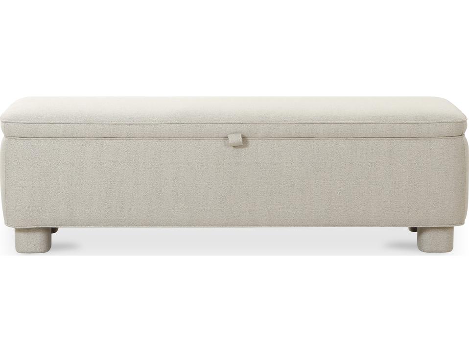 Ichigo Light Grey Upholstered Storage Bench with Rounded Edges