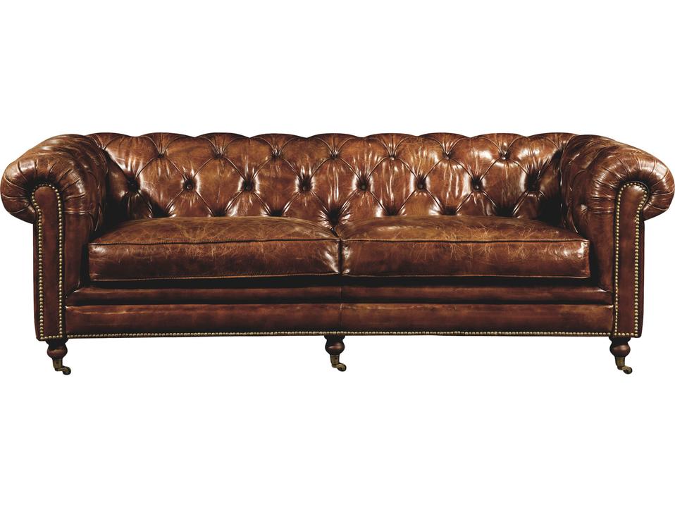 Birmingham 3-Seat Top-Grain Leather Sofa in Cappuccino Brown