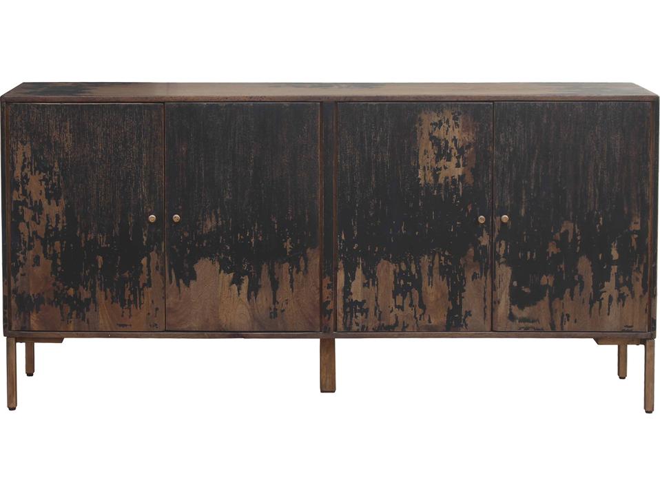Artists 4-Door Mango Wood Sideboard in Black Antiqued Finish