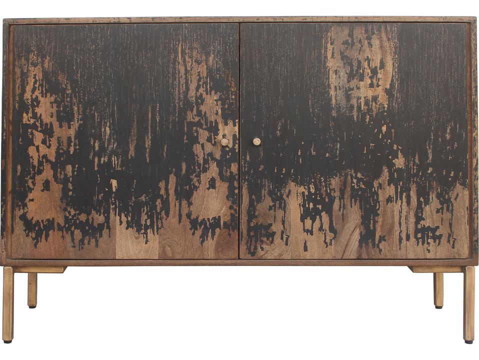 Artists Small Sideboard in Black Mango Wood with Iron Frame