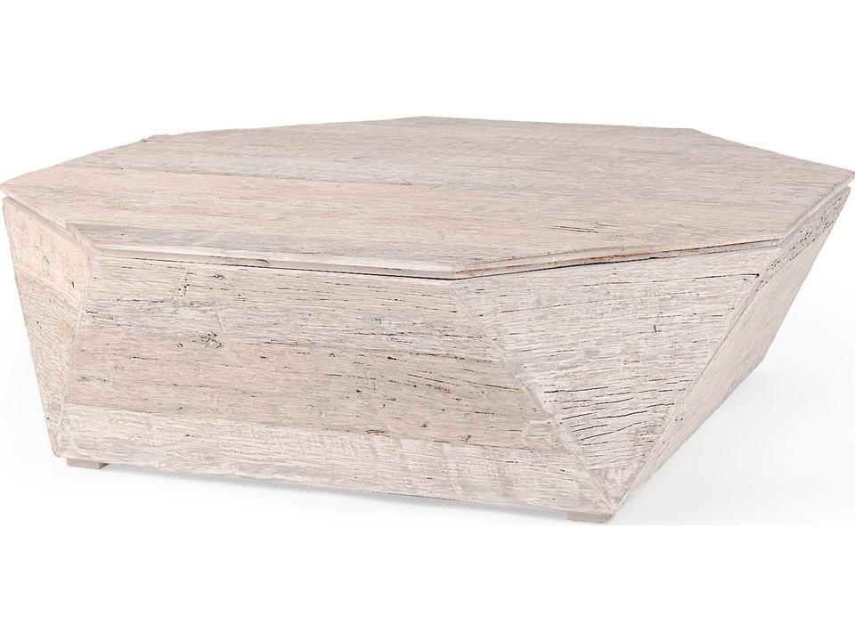 Esagono Octagonal Reclaimed Wood Coffee Table with Storage