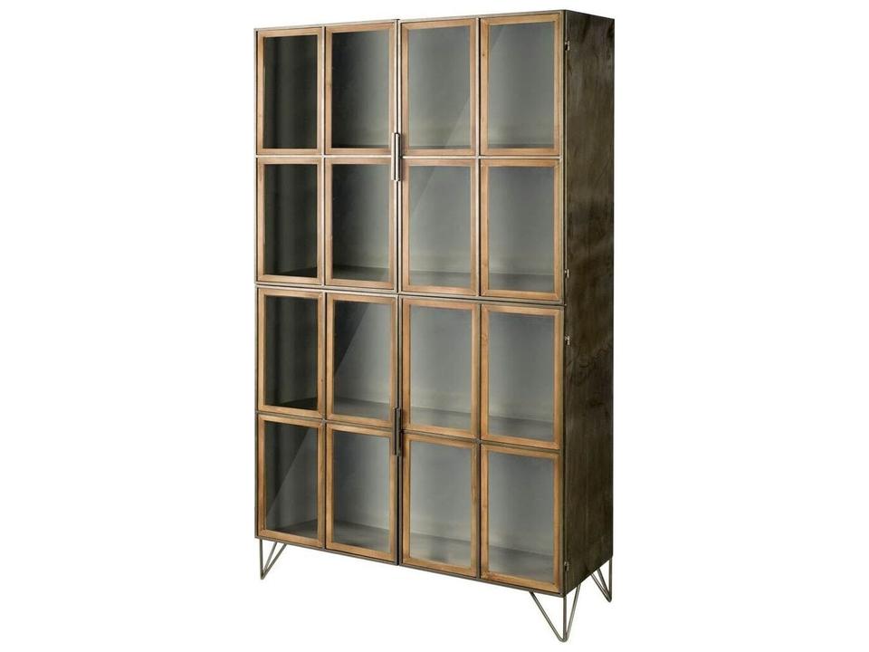 Pandora I Brown Wood and Metal Glass Door Display Cabinet