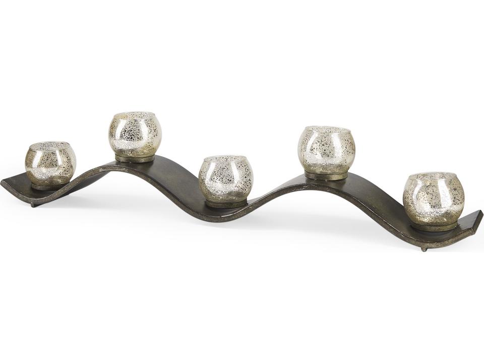 Lux Copper Metal Five Hurricane Glass Holder Table Candle Holder
