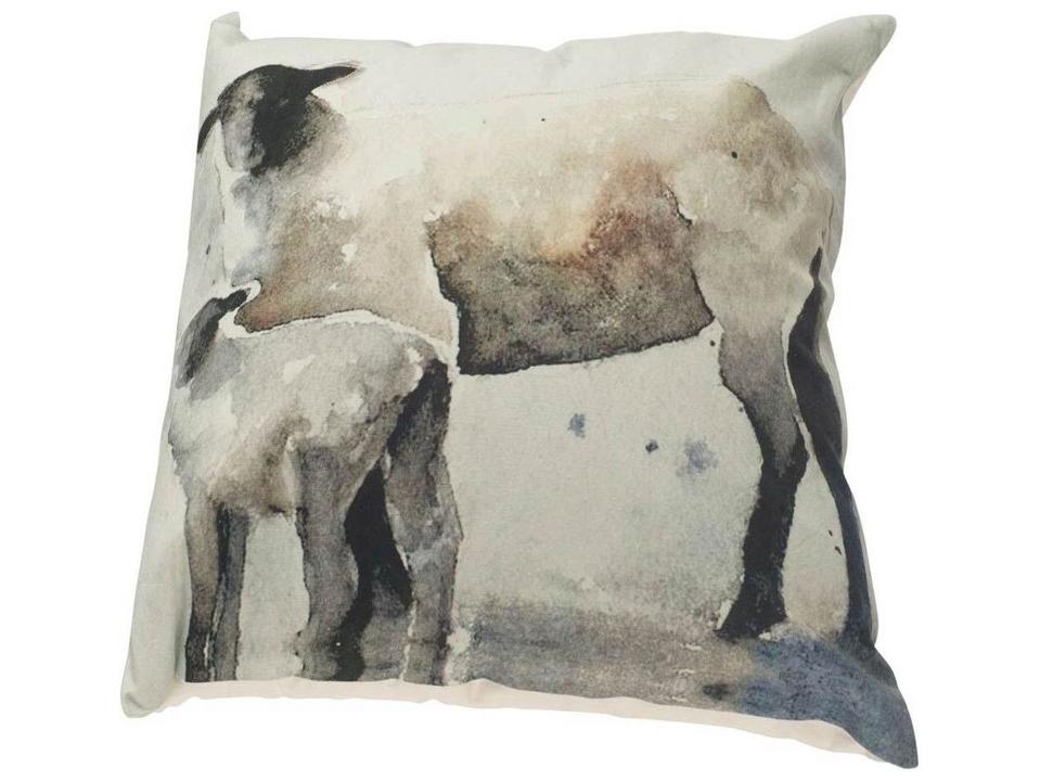 Clover 18 x 18 Gray Watercolor Lambs Decorative Pillow Cover