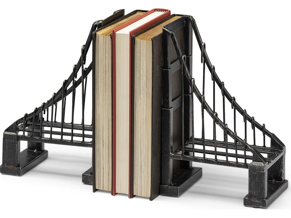 Suspension Set of 2 19L x 4W Brown Wrought Iron Suspension Bridge Bookends