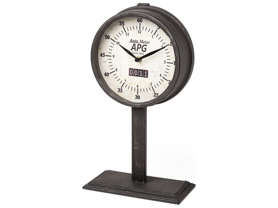 Attalack II Black Metal Round Face Table Clock