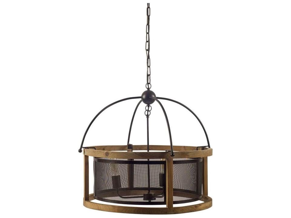 Penhill (25"x24") Black and Wooden Three Bulb Chandelier